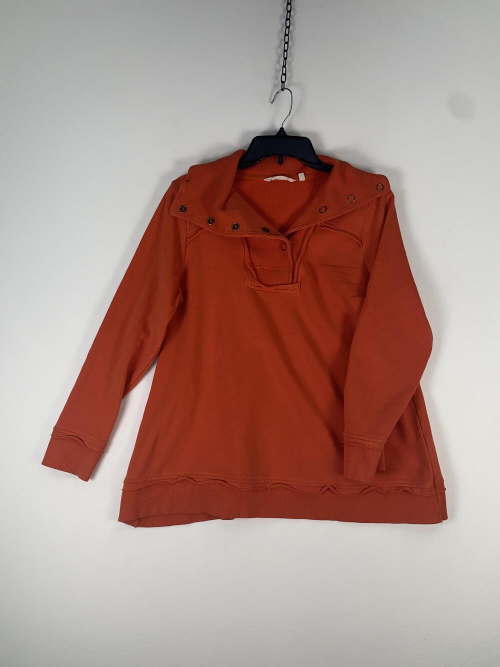 Soft Surroundings T-shirt Womens PM Orange Long Sleeve Snap Neck Tunic Top